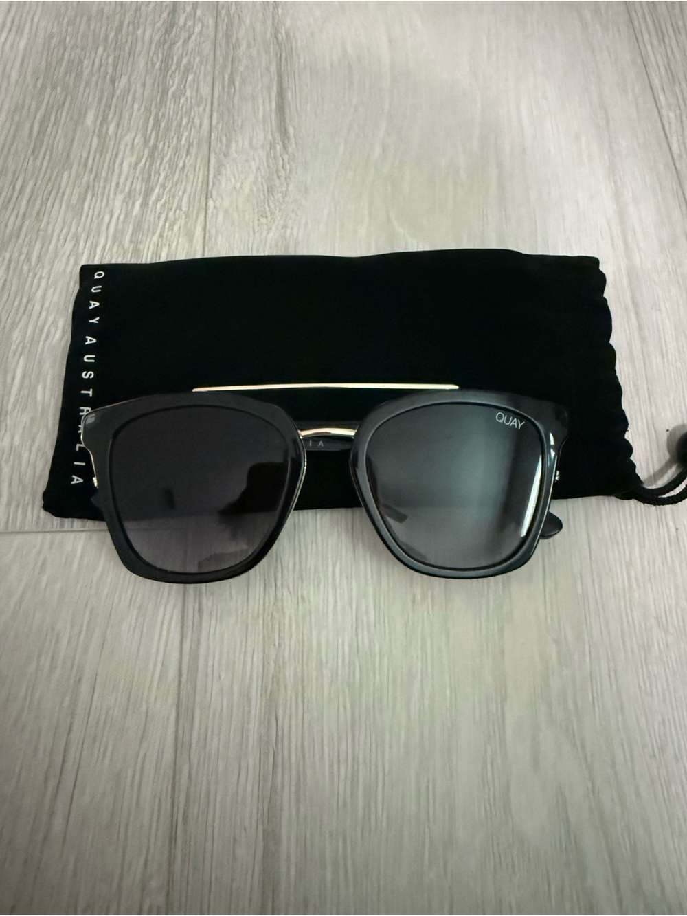 Quay Australia Black Sunglasses with Gold Accent